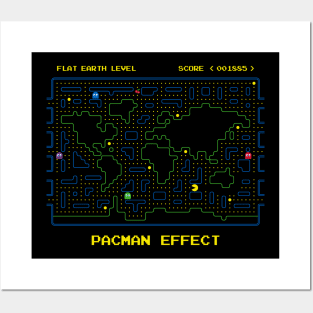 Flat Earth Pacman Effect Posters and Art